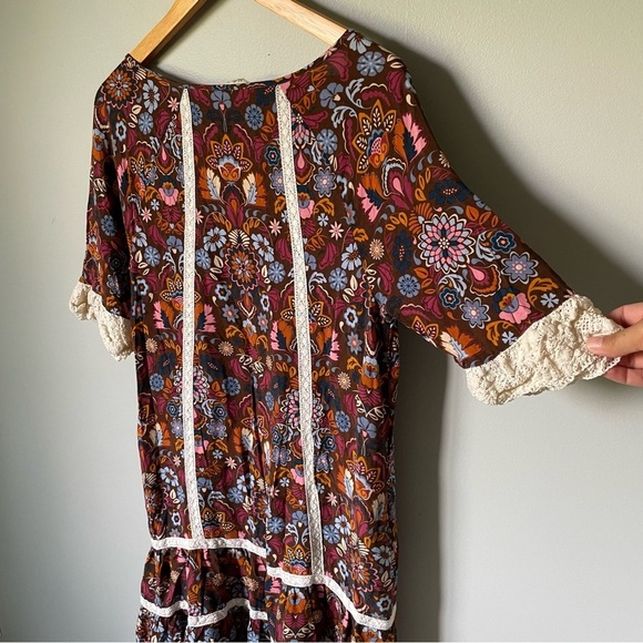 Matilda Jane Brown and Cream Floral Mini Dress Size Medium - Picture 7 of 11